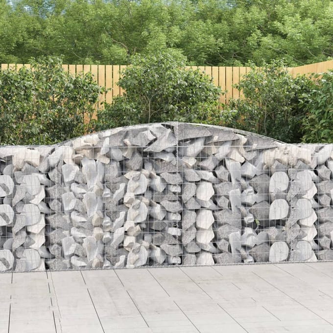 vidaXL - Schanskorven - 6 - st - gewelfd - 400x50x100/120 - cm - ijzer