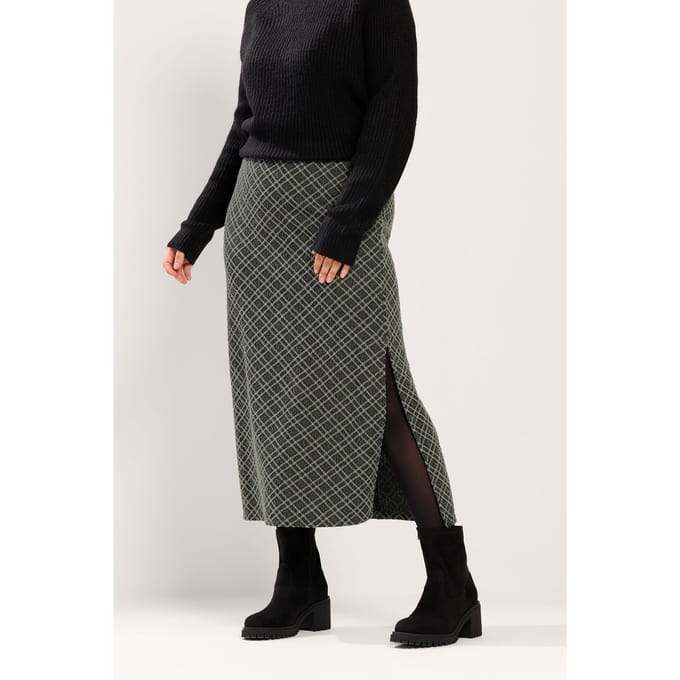 Yours Kakigroene Kokerrok Met Ruiten Size 42