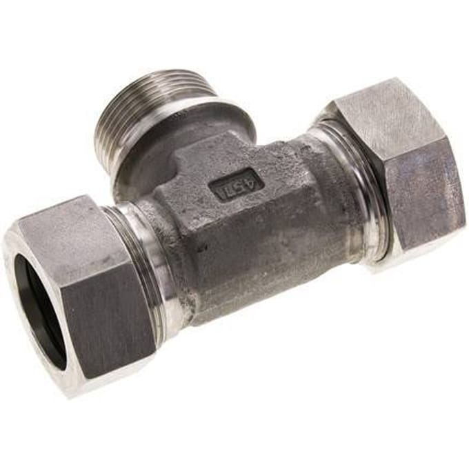 35L & G1-1/4'' RVS T-stuk Snijringkoppeling Buitendraad 160bar ISO 8434-1