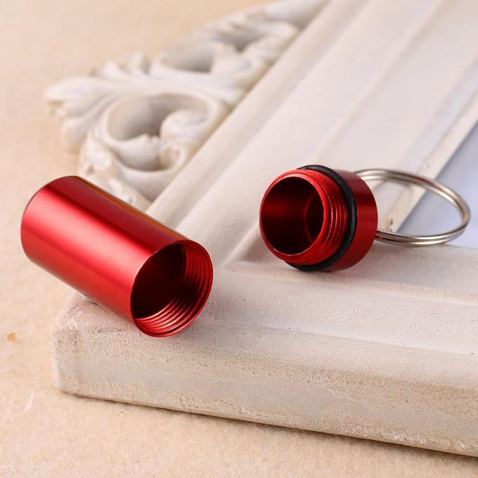 Boîte à pilules de voyage portable étanche Mini Bleu Aluminium Porte-clés Boîte de rangement pour comprimés red