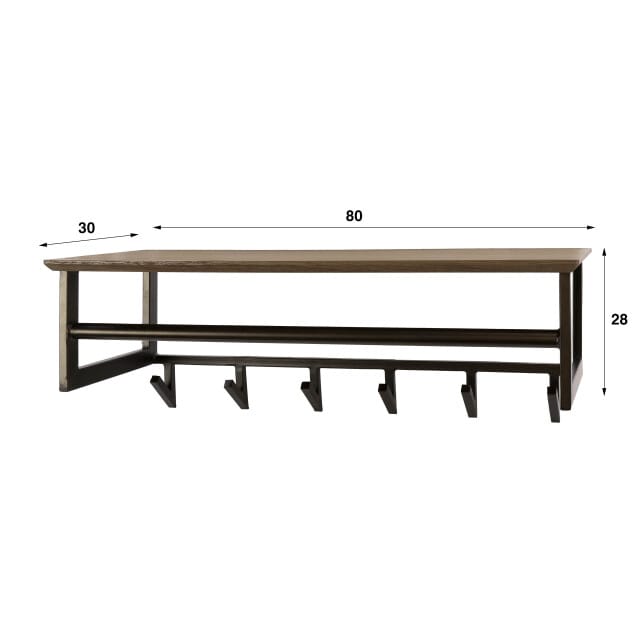 Hoyz Collection - Kapstok Bruno - Bruin - 30x80x28 cm