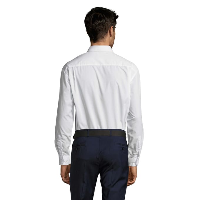 SOLS Heren Baltimore 95 Poplin Overhemd met Lange Mouwen (Wit)