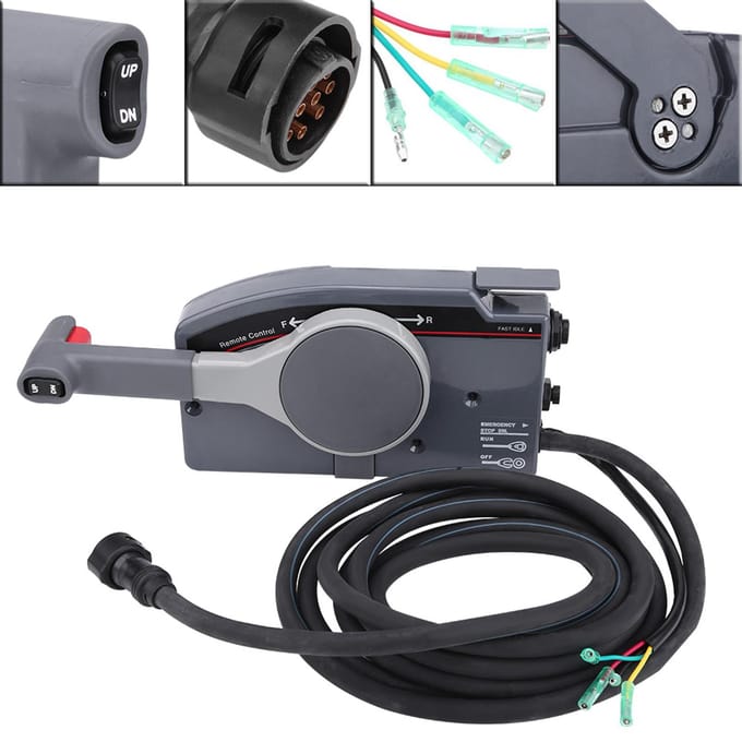 Boîtier de commande à distance à montage latéral pour moteur hors-bord de bateau avec 10 broches pour 703 ?48205?16 black