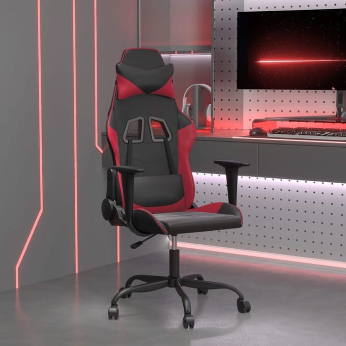 vidaXL - Gamestoel - kunstleer - zwart - en - wijnrood