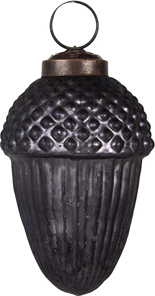 Clayre & Eef Kerstbal Overig Ø 5x9 cm Grijs Glas Kerstballen