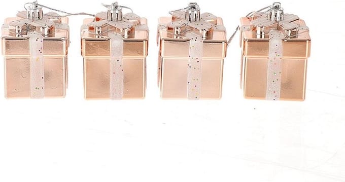Kersthanger cadeautje set a 4 stuks roze
