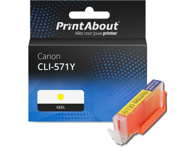 PrintAbout huismerk Inktcartridge CLI-571Y Geel Geschikt voor Canon