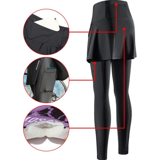 Damesfietskleding Siliconen sponspad Lange broek Snel drogend Ademend Hoge elasticiteit S black