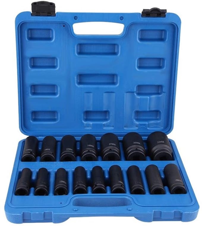 Dailygoods- Schokschroevendraaiermoeren set 16-delig - 1/2 inch
