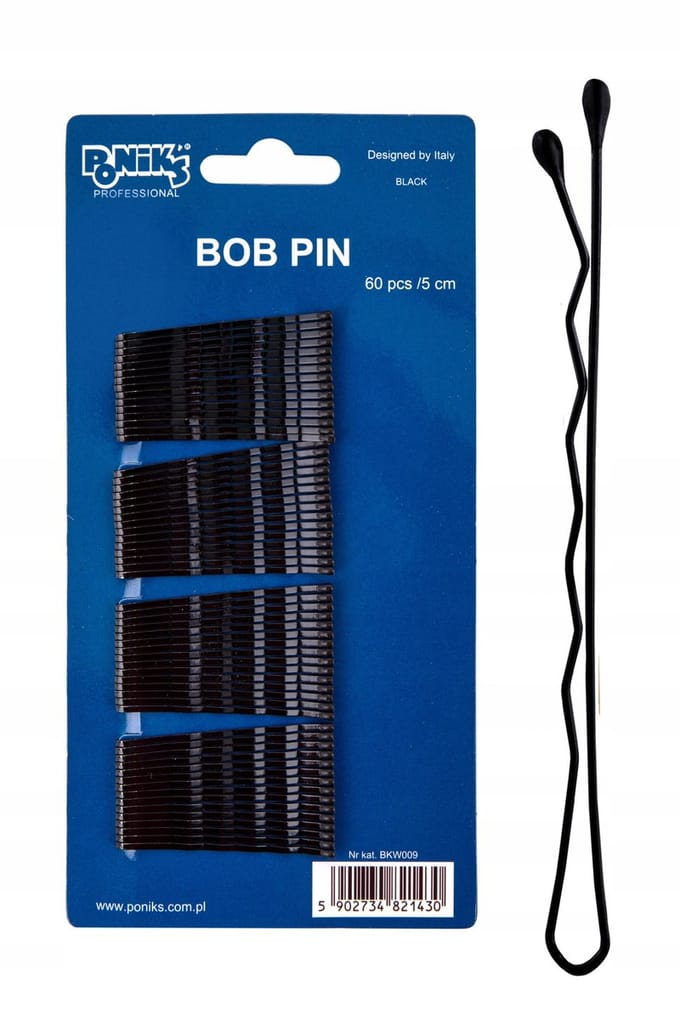 Ponik's Haarspelden - Zwarte Geribbelde Met Bal - 60 stuks, 5 cm