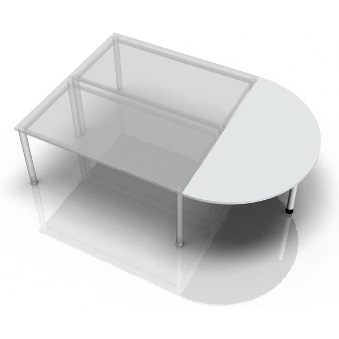 LA160 W - Connectie en montageplaten I Aanschuiftafel 160x80 Grijs