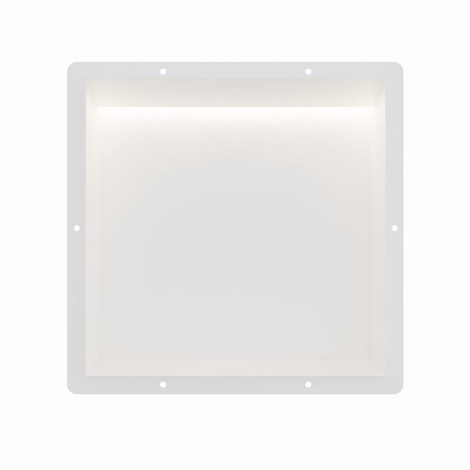 Mat wit RVS Inbouwnis 30x30x7cm met tegelflens en RGB verlichting