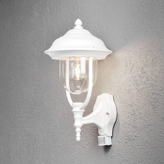 Konstsmide Buitenwandlamp PARMA met bewegingsmelder, wit
