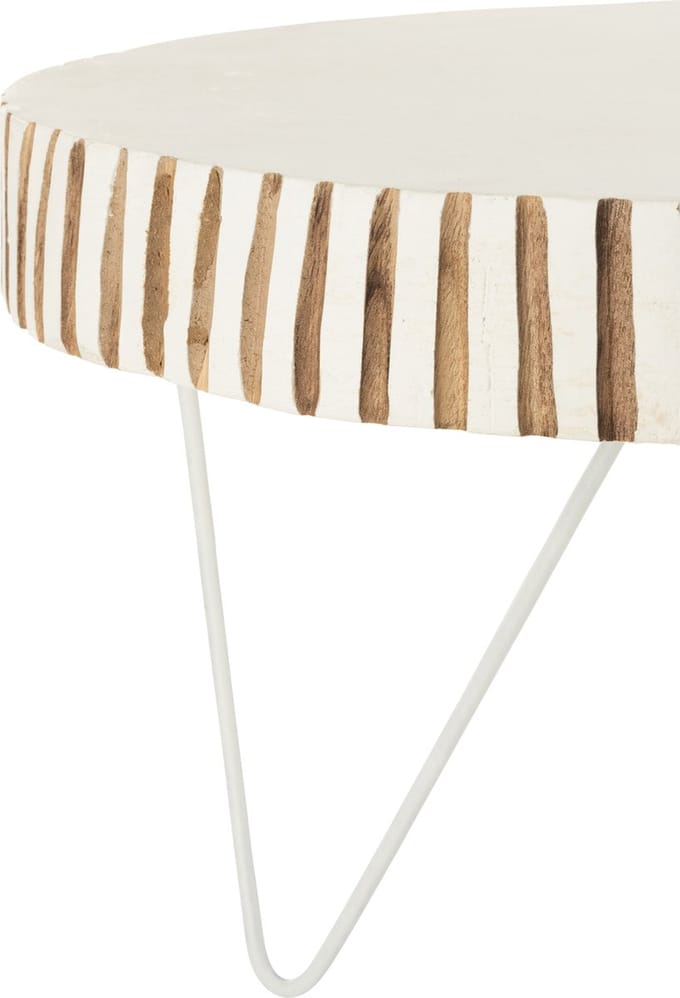J-Line tafel Ying - hout/metaal - wit - set van 2