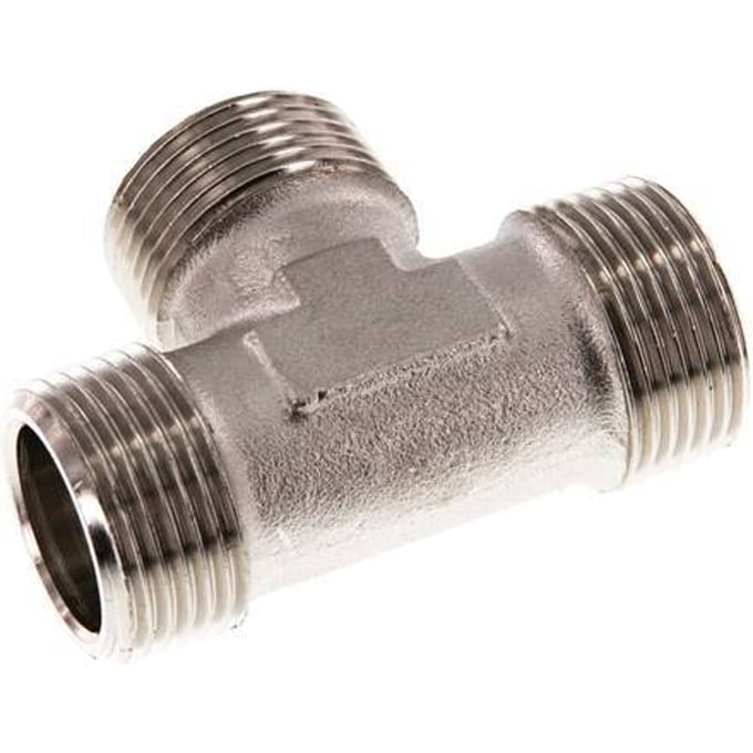 R 1'' Buitendraad Vernikkeld Messing T-stuk 16 Bar - FL3T-M-BN-100R