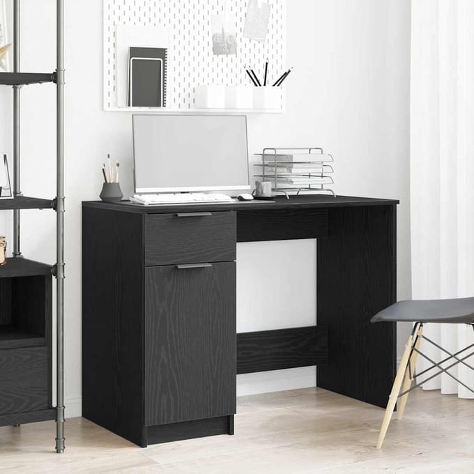 vidaXL - Bureau - Zwart - Eiken - Bewerkt - hout - 100 - x - 50 - x - 75 - cm