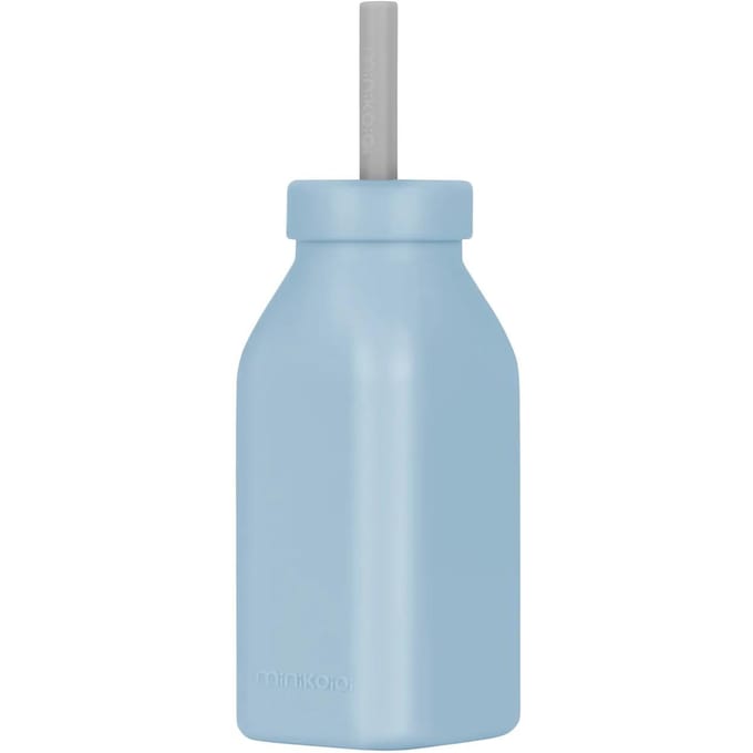 Gobelet Bouteille d'eau en Silicone pour Enfants avec Paille et Couvercle 200 ml 6m+ Bleu