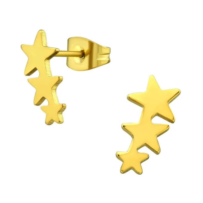Rvs sieraden - Sterren oorbellen - Goudkleurige studs - dames - meisje