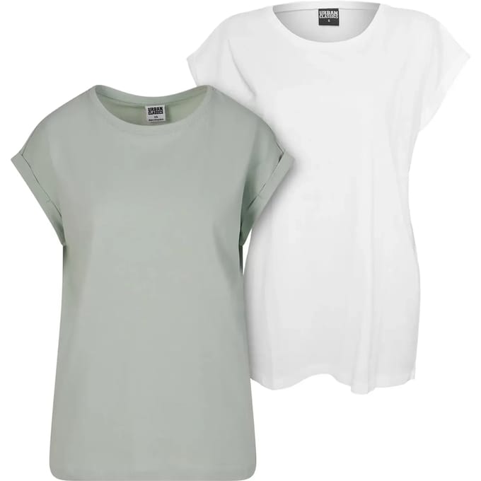 Urban Classics - Extended Shoulder 2Pack Top - L - Mintgroen/Wit