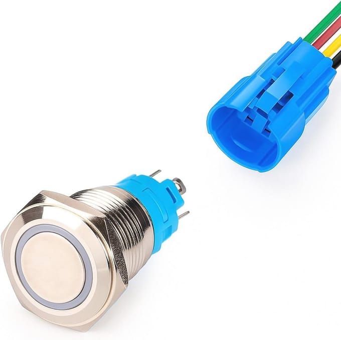 Waterdichte 16mm Drukknop met LED Verlichting voor 12V-24V