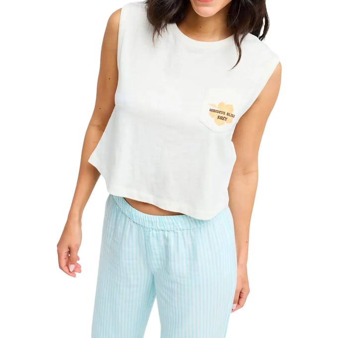 Roxy Salt Blocks Muscle Mouwloos T-shirt Wit XS Vrouw