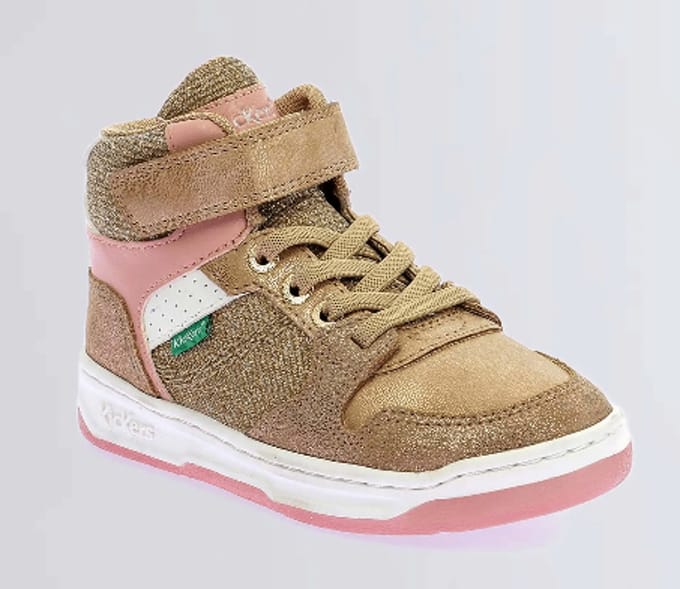 Kickers Meisjes Sneaker Kickado Rose Glitter | Beige | Maat: 32