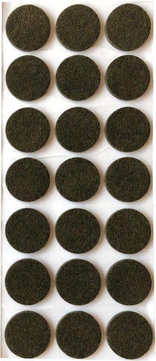 FLE - Plakvilt bruin rond Ø 3 cm en hoogte 0,35 cm van vilt - 21 stuks