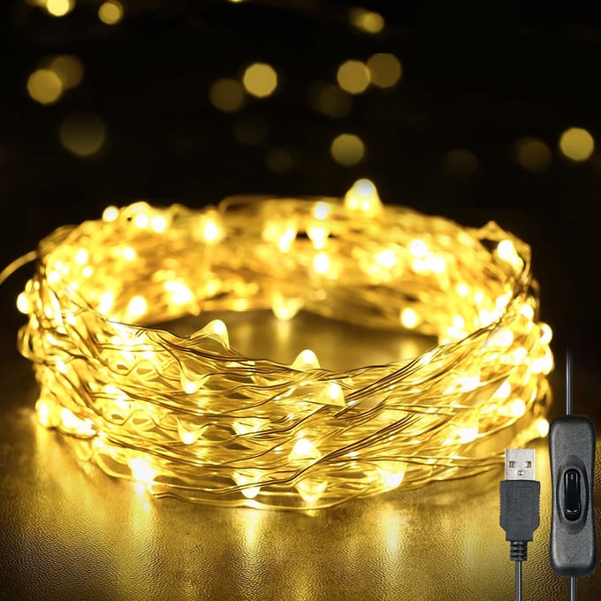 Fairy Lights 12m 120 LED's Lichtsnoer USB IP65 Waterdicht Warm Wit voor warme witte kleur
