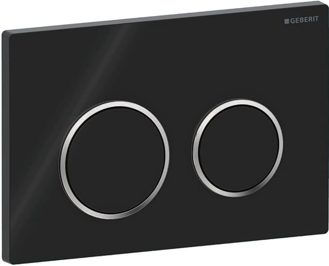 Geberit Omega20 bedieningsplaat - 2-toets spoeling - rond - zwart glans chroom wit