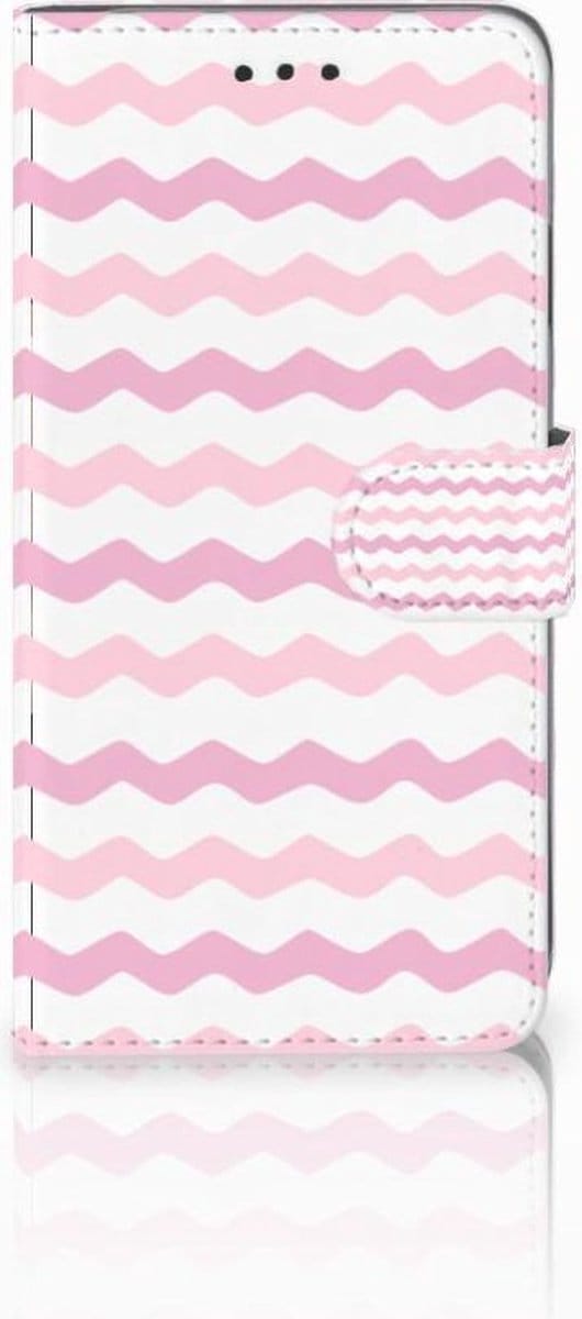 Book Case voor Apple iPhone Xs Max Telefoon Hoesje Waves Roze