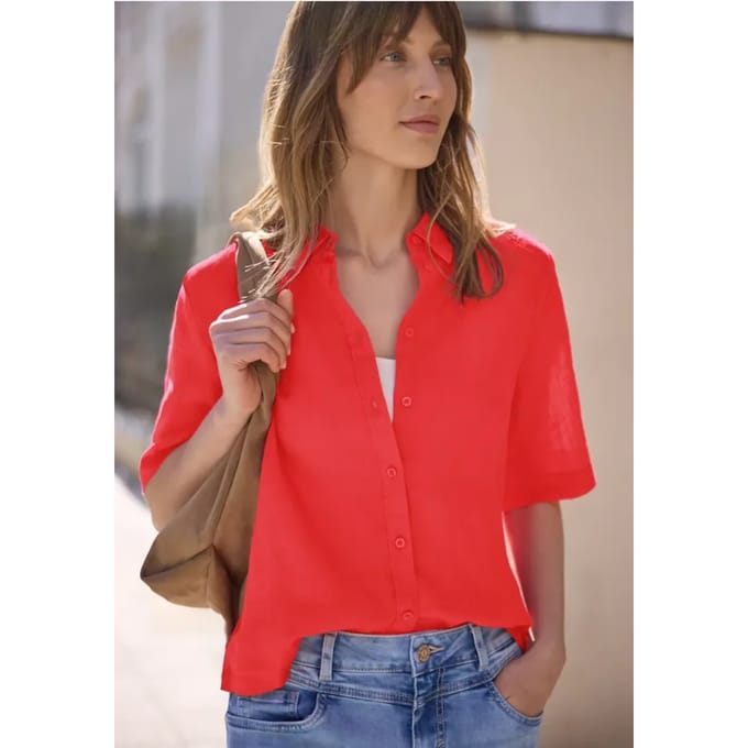 Linnen overhemd met korte mouwen