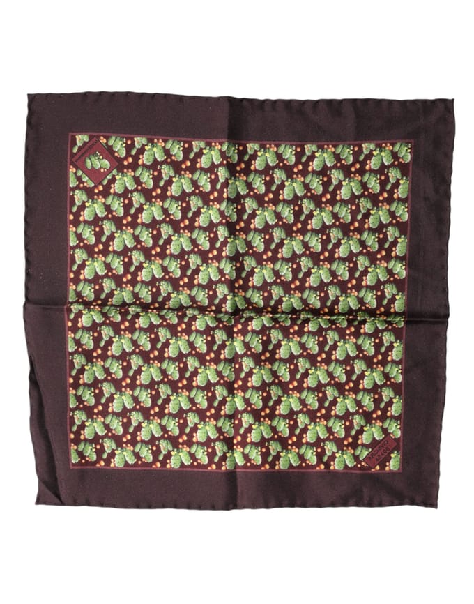Dolce & Gabbana Bruin Cactusprint Vierkante Zakdoek Sjaal