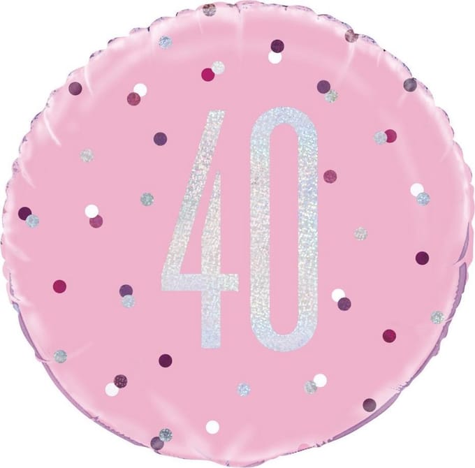 Helium Ballon 40 Jaar Roze 45cm leeg