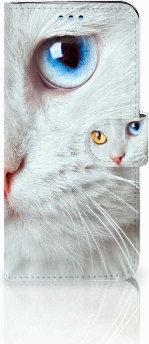 Samsung Galaxy S9 Telefoonhoesje met Pasjes Witte Kat