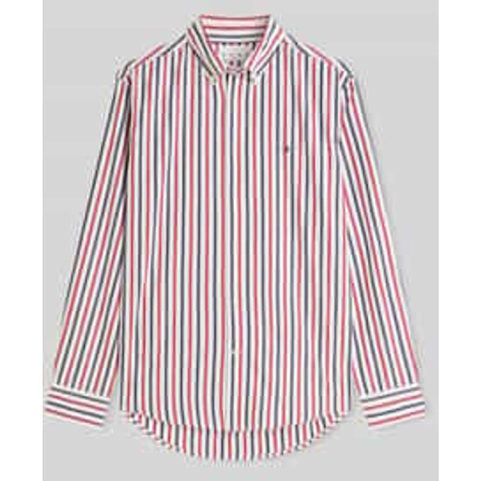 Tommy Hilfiger Flex Poplin Seasonal Medium Red/multistripe Größe: M | Casual hemden Outlet | Herren | Rot