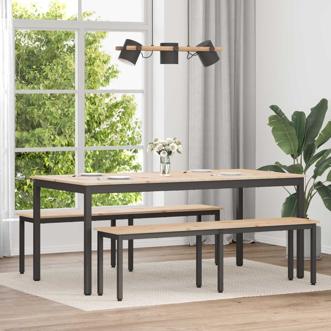 vidaXL - Eettafel - Naturel - 180 - x - 90 - x - 75 - cm - Massief - grenenhout