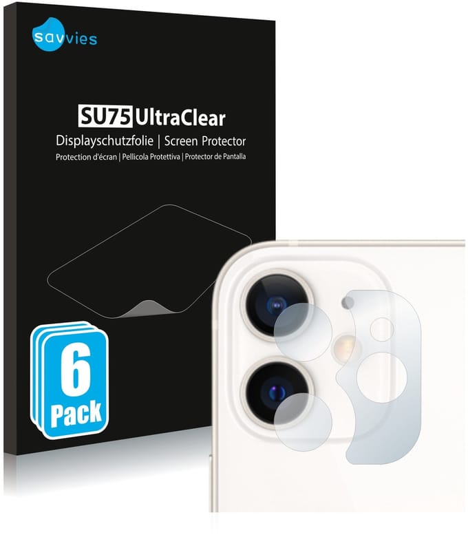 Savvies - Screenprotector voor Apple iPhone 12 mini (ALLEEN Camera Lens) - Folie Beschermfolie transparant 6 Stuks