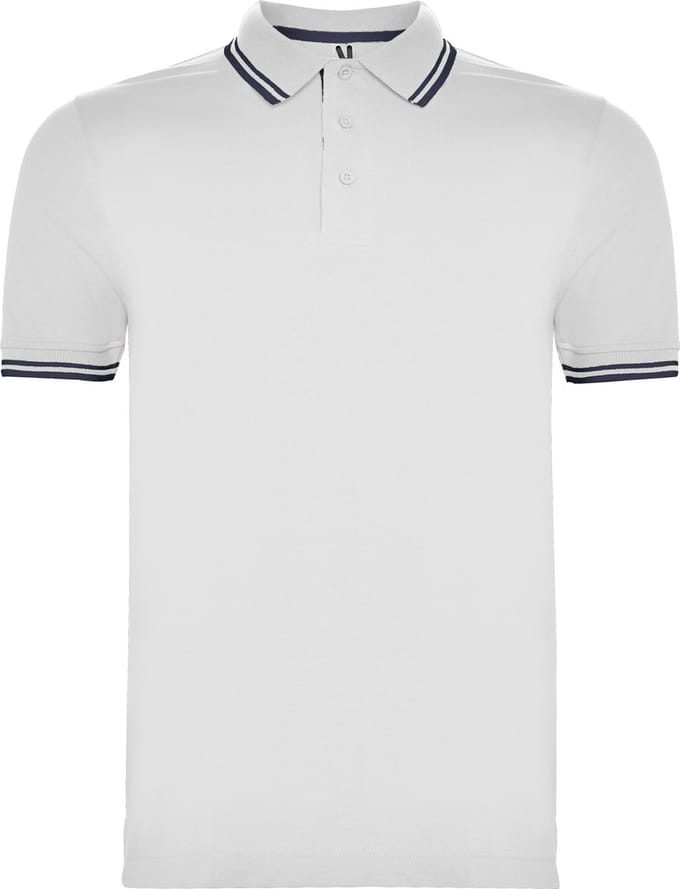 Heren polo 'Montreal' merk Roly maat M Wit/Donkerblauw