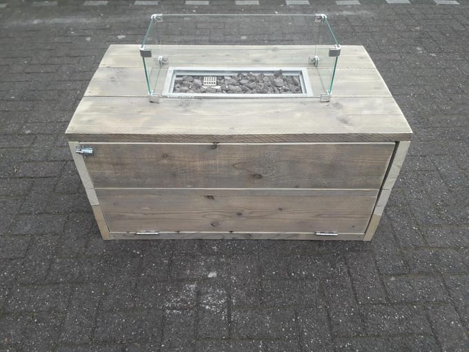 Vuurtafel Boxxx Terrasverwarmer Gebruikt steigerhout 60x100x50cm