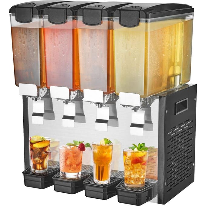 Commerciële Drankdispenser 10L x 4 Bakken Koude Sap IJsdrank Dispenser