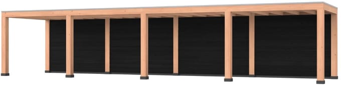 Douglas overkapping, 1200 x 300, met zwarte achterwand, Westwood Modern Plus