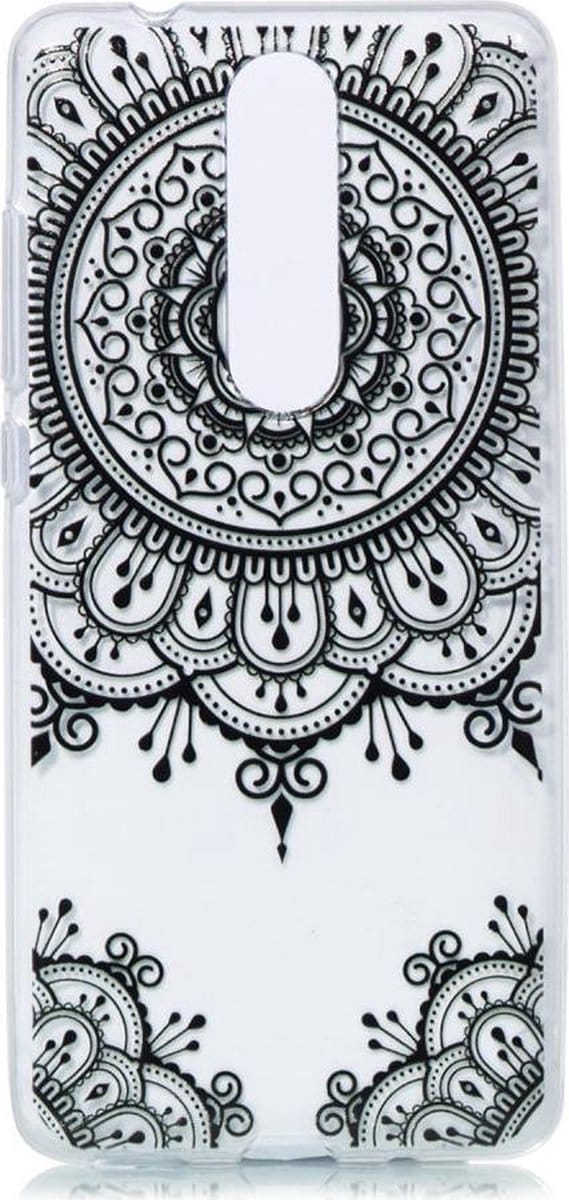 Shop4 - Nokia 5.1 (2018) Hoesje - Zachte Back Case Mandala Zwart