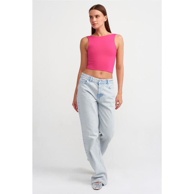 Dames Mouwloze Cut-Out Crop Blouse