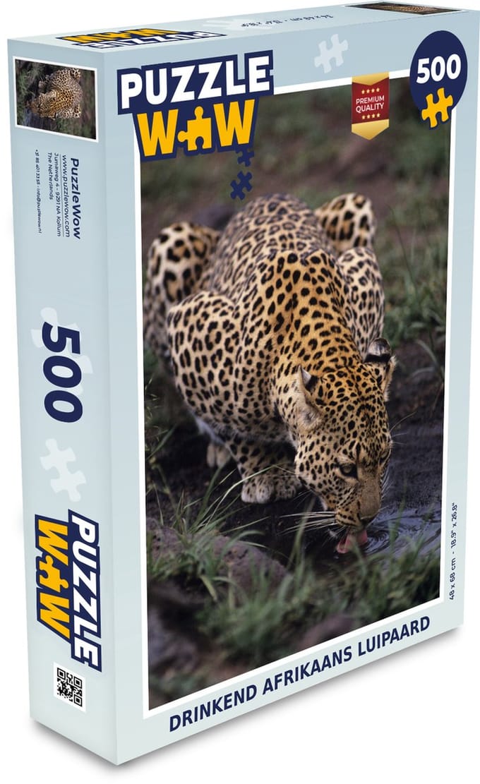 Puzzel Luipaard - Bos - Water - Legpuzzel - Puzzel 500 stukjes