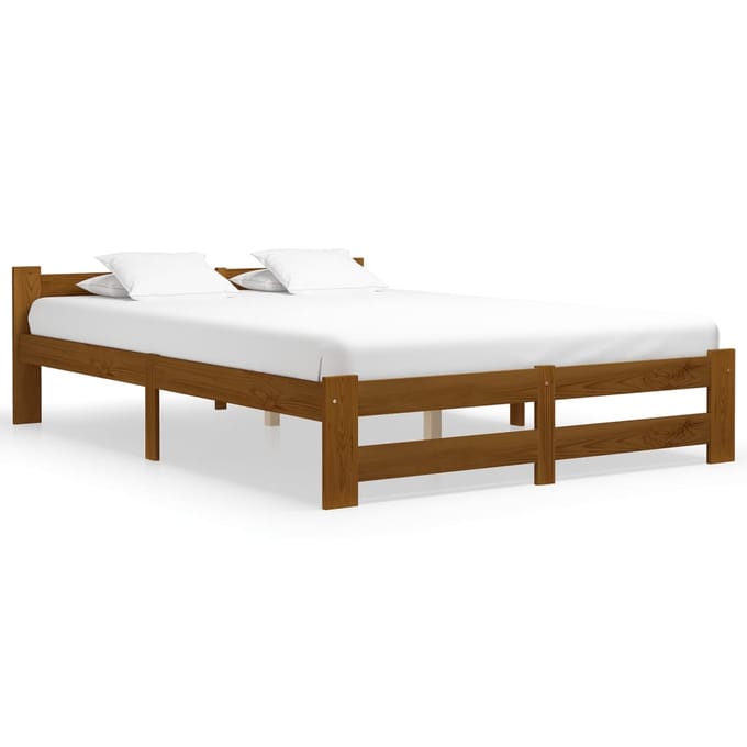 vidaXL - Bedframe - massief - grenenhout - honingbruin - 160x200 - cm