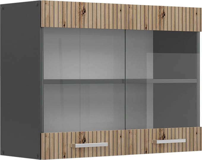Vicco R-Line Glazen keukenkast – 80 cm Artisanaal eiken