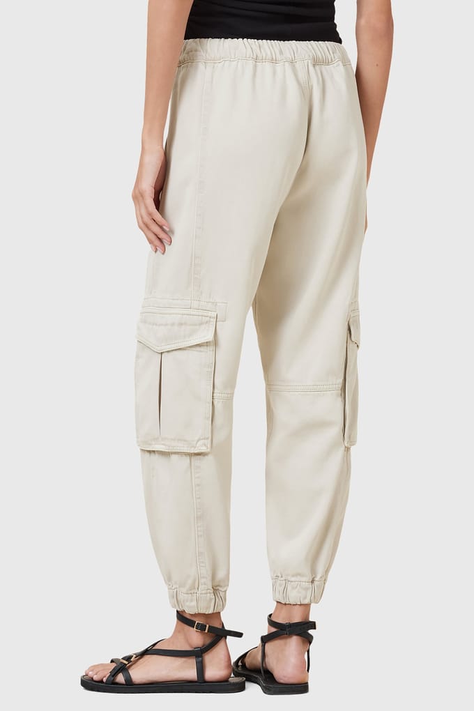 AllSaints Freda Tencel Trouser Ecru White Größe: 2 | Cargohosen Outlet | Damen | Braun