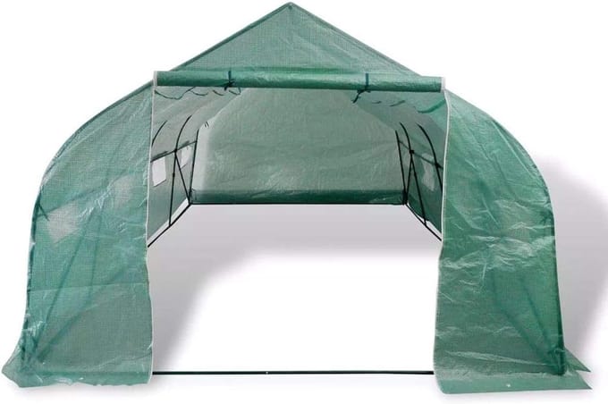 Draagbare Polytunnel Kas - Tuinkamer Kweekkas - Planten Beschermen - Stevig Stalen Frame - 18 m² - Groen