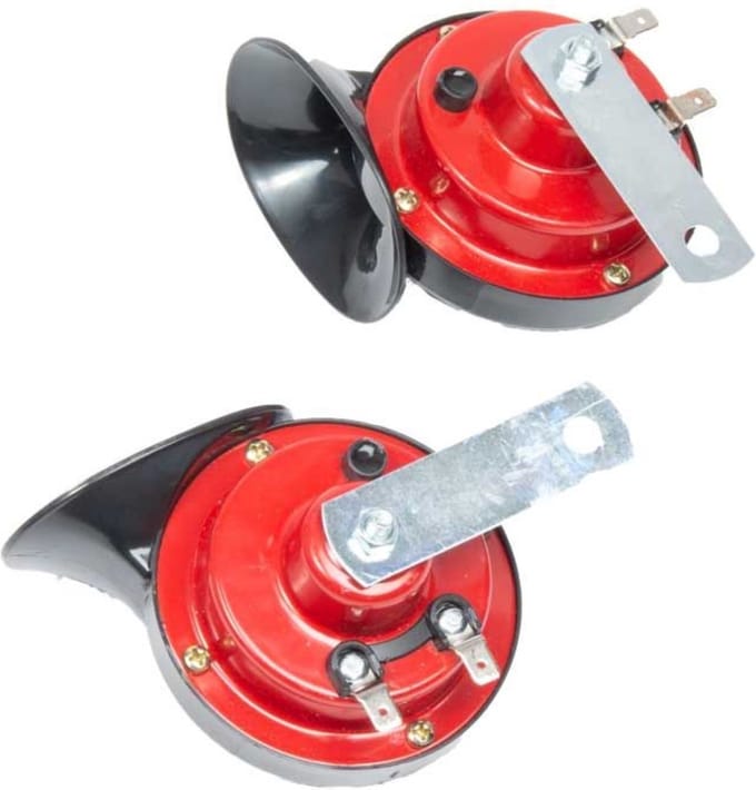 Topgear Tweetonige luchthoorn set - 60 dB - rood - 12V - 2 stuks