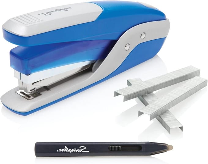 Bureaunietmachine - Nietapparaat Metaal - Documenten Samenvoegen - Quick Load Magazijn - 19.15 cm - Blauw/Zilver